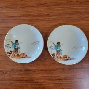 Knox Acee Blue Eagle Berry Bowl 5 1/2" Hen-toh Lot Of 2 Native American Japan